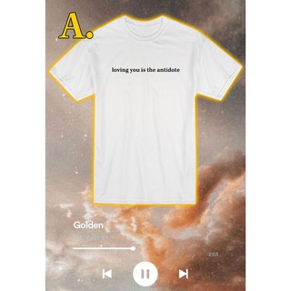 แฮร์รี่สไตล์เนื้อเพลงสีทองเสื้อเชิ้ตแฮร์รี่สไตล์โกลเด้นเนื้อเพลงเสื้อยืดรักคุณเป็นยาแก้พิษ MERCH |Q?