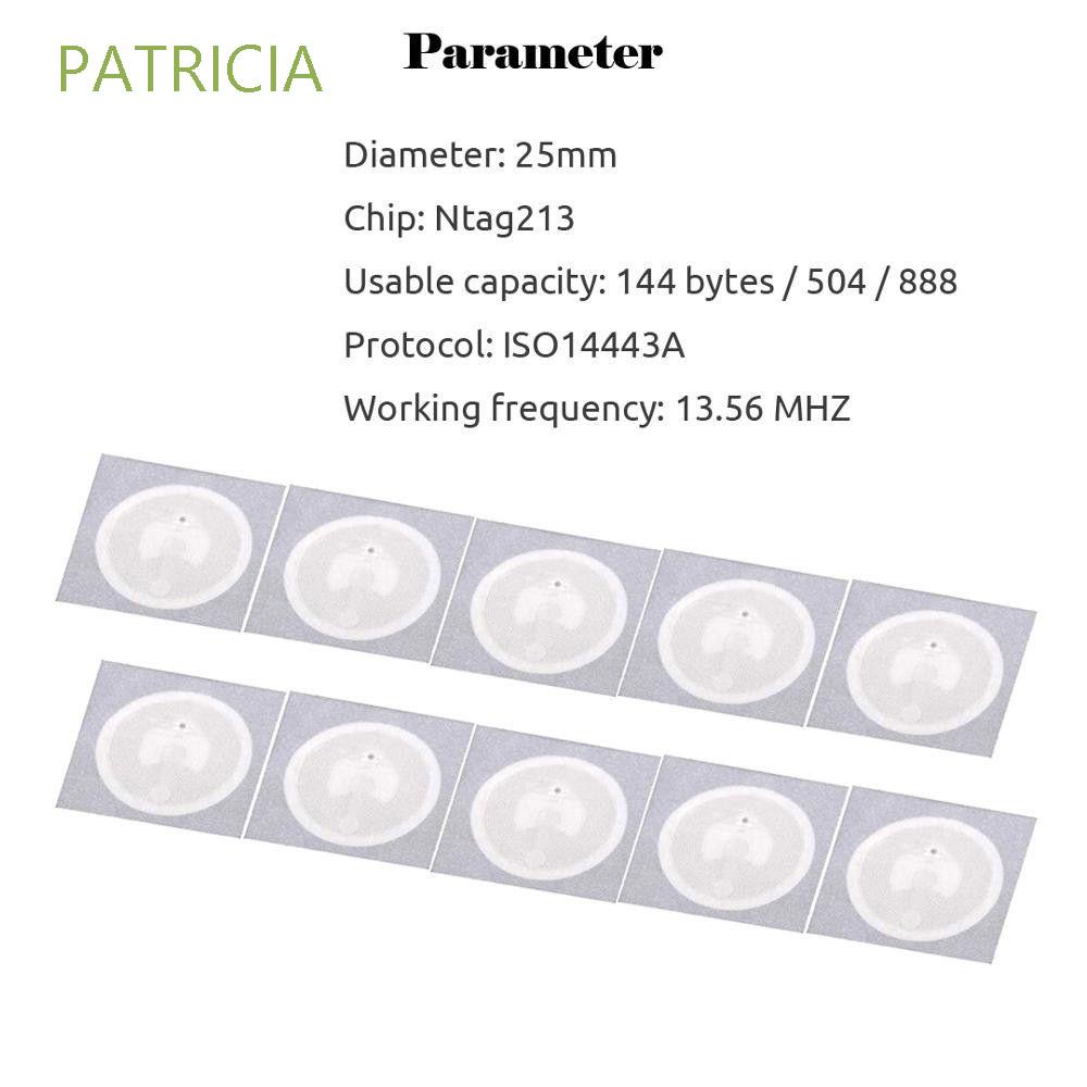 PATRICIA 10pcs Ntag213 TAG Ultralight Tags NFC Sticker ISO 14443A 13.56MHz RFID Key Token Patrol Universal Label/Multicolor