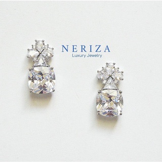 Neriza Jewelry/ ต่างหูออกงานเพชรสังเคราะห์ ประกายเทียบเท่าเพชรแท้ NE096