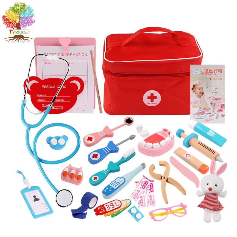 ชุดแพทย์สำหรับเด็ก,ไม้ทันตแพทย์เล่นชุดสำหรับเด็กเล็ก 3-5 กับ Stethoscope จริงและเครื่องมือทันตแพทย์, ปลอมแปลง Playset ของเล่นทางการแพทย์ถุงเก็บข้อมูล บทบาทการศึกษาเล่นของขวั