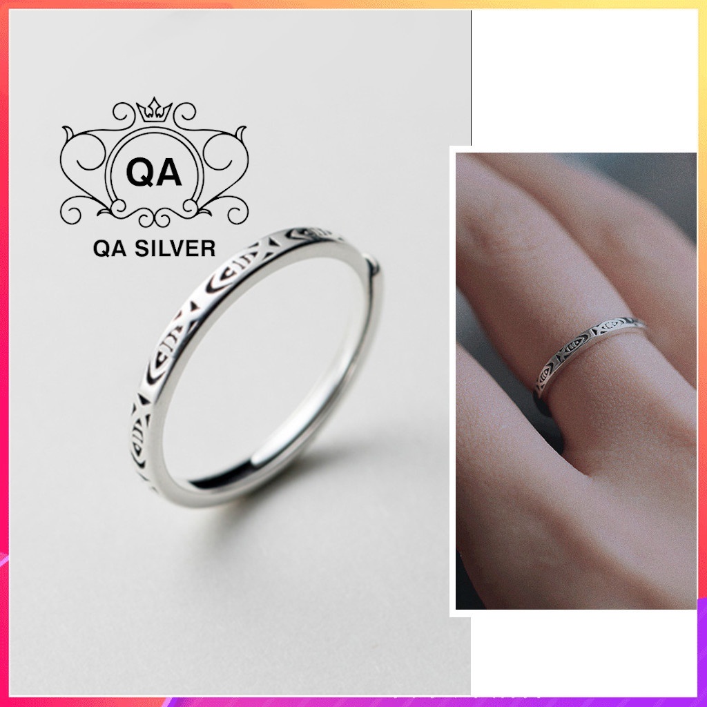 925 SILVER แหวนแกะสลักด้วยเลื่อนภาพปลาสําหรับผู้หญิงฟรีไซส์ S925 FISH QA SILVER Ring RI220602