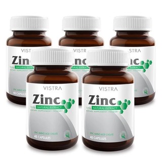 VISTRA Zinc รักษาสิว ป้องกันปัญหาต่อมลูกหมาก (45 แคปซูล) x 5 ขวด