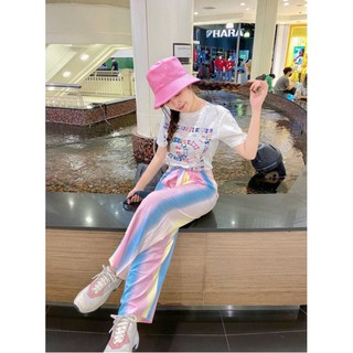 Set2pcs. เสื้อยืด+กางเกง ขายาว ทรงกระบอก