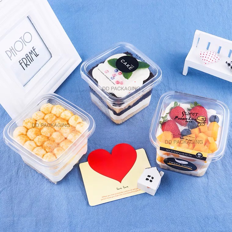 DEDEE(25ชุด)กล่องเค้กสี่เหลี่ยม YKD165 ถ้วยเค้กใส+ฝาใส กล่องมูสเค้ก