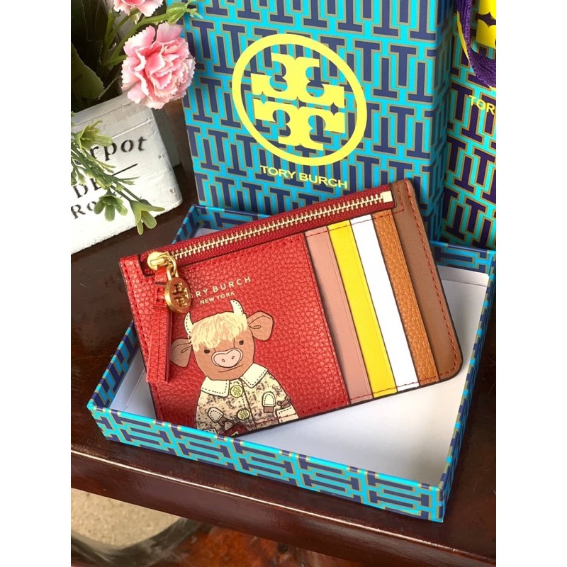 ของแท้ กระเป๋าใส่บัตร Tory burch rita the cow top zip card case อีกหนึ่ง  accessoriesที่เริ่มศักราชใหม่ต้อนรับปีฉลู | Shopee Thailand