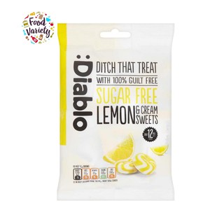 Diablo Sugar Free Lemon &amp; Cream Sweets 75g เดียโบล ลูกอมรส เลม่อนผสมครีม ไม่มีน้ำตาล 75 กรัม