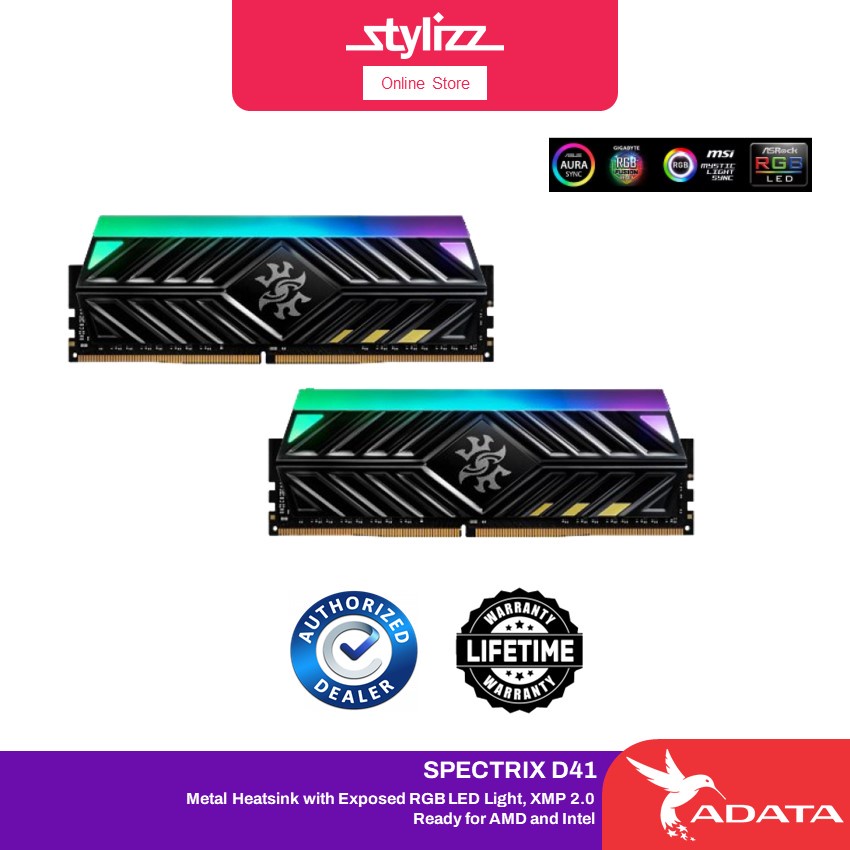 Adata XPG SPECTRIX แรมหน่วยความจํา D41 16GB 8GB 3200MHZ 3600MHZ PC4-25600 DDR4 RGB สําหรับ INTEL AND AMD