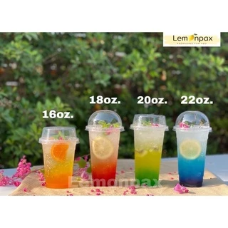 แก้วเรียบพร้อมฝา 16oz. (18ozฝาโดม90). 20oz. 22oz. ปาก95 บรรจุ 50ชุด/แถว (แก้ว+ฝา)