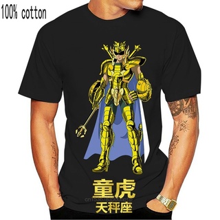 เสื้อยืด พิมพ์ลายอนิเมะ Saint Seiya Libra 3 สีดํา สไตล์ญี่ปุ่นS-5XL