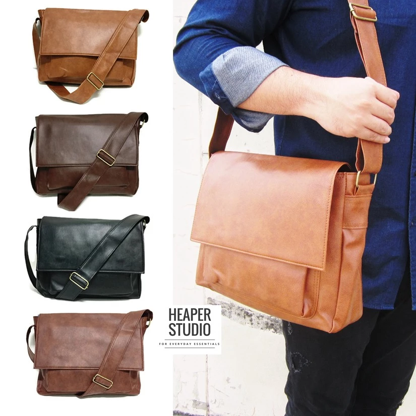 HEAPER ROSS กระเป๋าหนัง PU คุณภาพ สะพายข้าง ใส่ A4 โน้ตบุ้ค14นิ้ว crossbody business bag