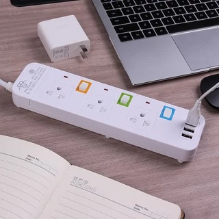 ปลั๊กพ่วง ปลั๊ก3ตา ปลั๊กไฟUSB สาย 5 เมตร สามตา มาตรฐาน มอก. 10A 2300W power socket พร้อมสวิตช์ปิด-เปิด