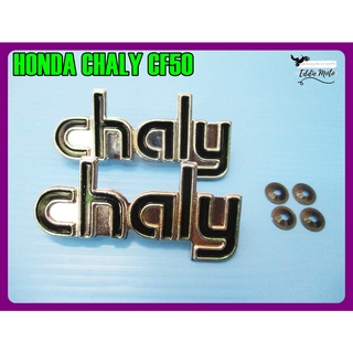 HONDA CHALY CF50 BODY EMBLEM ALUMINIUM "BLACK" DECAL RH&amp;LH SET PAIR  // โลโก้ติดตัวถัง HONDA CHALY CF50 สีดำ ซ้าย/ขวา