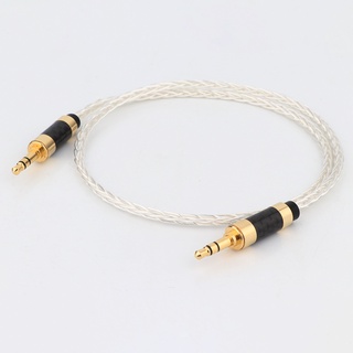 8 Cores Silver Plated 3.5mm to 3.5mm Stereo Male Upgrade Cable HIFI audio aux