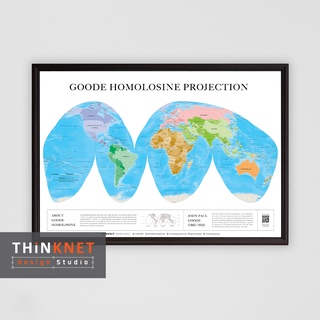 กรอบแผนที่ชุดรัฐกิจโลก ภาษาอังกฤษ: กู๊ด โฮโมโลซีน โปรเจกชัน Political World Map English: Goode Homolosine Projection