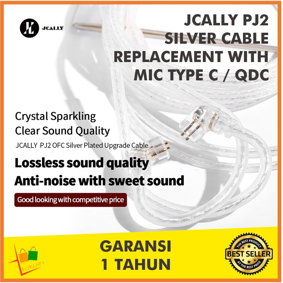 KZ JCALLY PJ2 สายสีเงินพร้อมสายไมค์เปลี่ยนประเภท C QDC KZ ZSN / PRO X