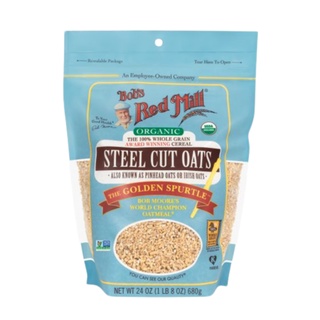 บ็อบส์เรดมิล สตีลคัทโอ๊ต ข้าวโอ๊ตออร์แกนิค 680 กรัม - Organic Steel Cut Oats 680g Bobs Red Mill brand