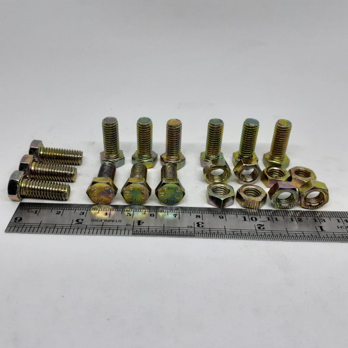 M8X20 (2 ซม.) สีเหลือง HEXAGON NUT BOLT FULL THREAD BMK M8 X 20 LENGTH 2 CM BODY DIAMETER 8MM YELLOW