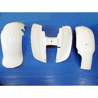 YAMAHA CHAPPY LB50 LB80 FRONT &amp; REAT FENDER &amp; LEGSHIELD PLASTIC "WHITE" SET  // ชุดบังโคลนหน้า บังโคลนหลัง สีขาว