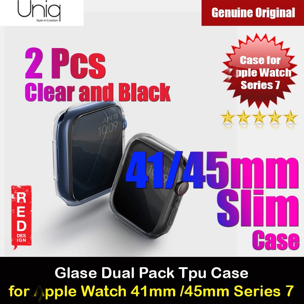 Uniq Glase TPU Slim cover case สําหรับ Apple Watch 45mm 41mm Series 7 Case เท่านั้น (แพ็คสีคู่)