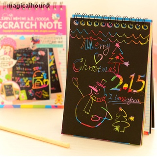 magicalhour Children DIY Scratch Painting Note 10 sheets Magic Color Rainbow Scratch Art new