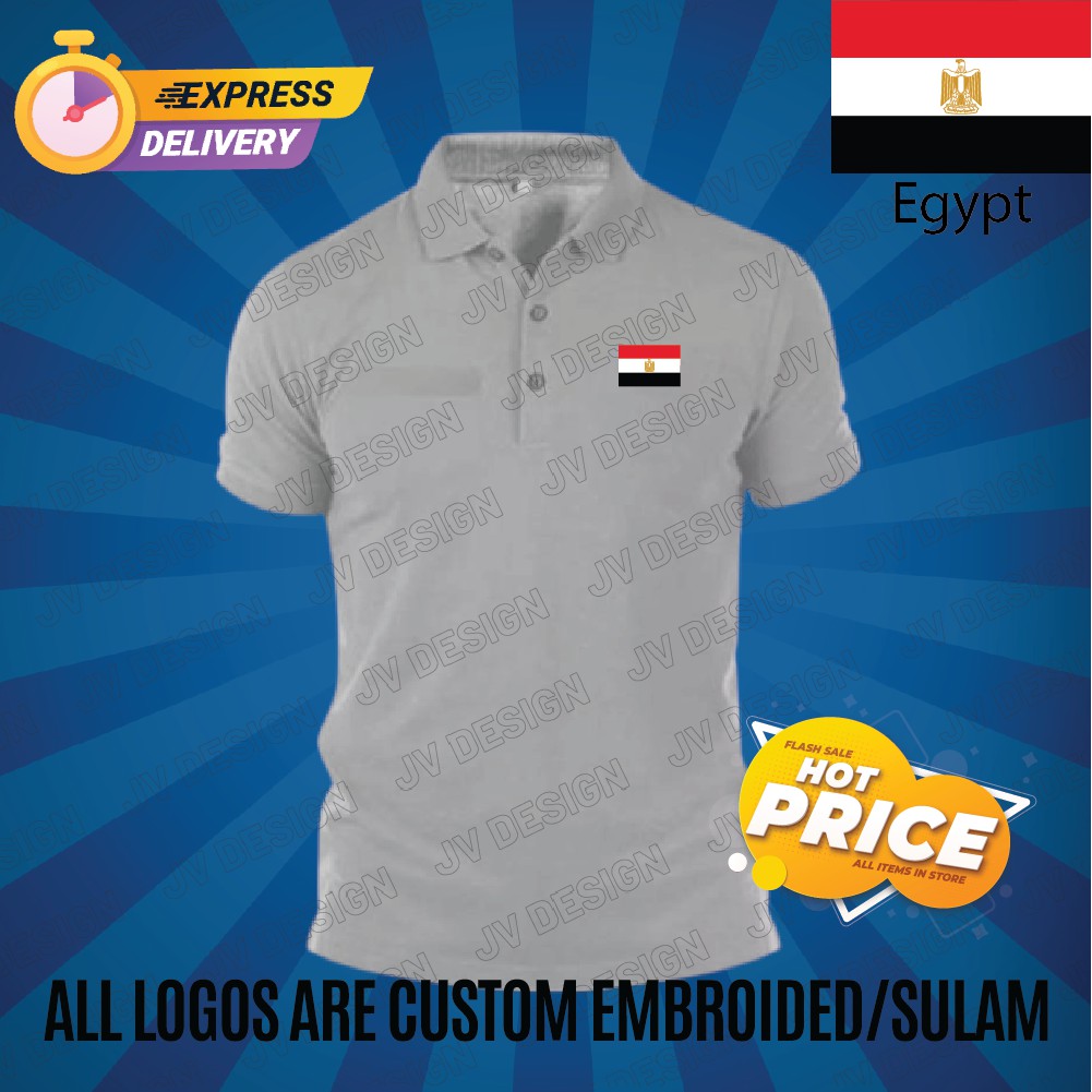 HEBAT🔥 [SULAM] EGYPT FLAG LOGO POLO EMBROIDERY BAJU LELAKI PEREMPUAN POLO TEE!! ผ้าฝ้าย 100% โอ9