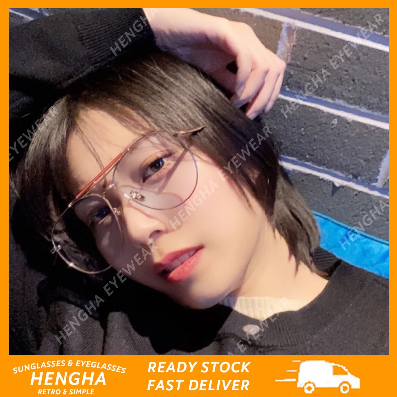 (HENGHA) แว่นตากันแดดแฟชั่น กรอบโลหะ ป้องกันแสงสีฟ้า สไตล์ตะวันตก