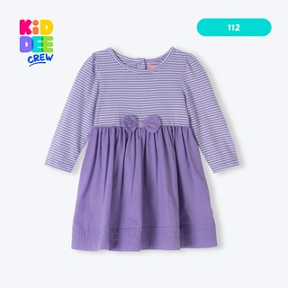 KiddeeCrew ชุดกระโปรงเด็กสีม่วงมีโบว์ตรงกลาง Dress Purple เหมาะสำหรับอายุ12เดือน -24 เดือน