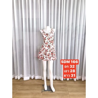 SDM166  มินิเดรส ผ้ายืดแฟชั่นผู้หญิงสไตล์เกาหลี คอกลม กระโปรงสั้น ลายพิมพ์ ดอกไม้ พร้อมส่ง