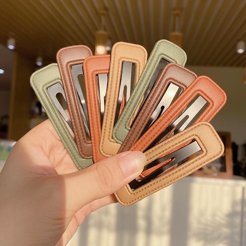 กิ๊บติดผมหนัง ทรงสี่เหลี่ยม สีแคนดี้ สไตล์เกาหลี สําหรับผู้หญิง - รูปที่ 3