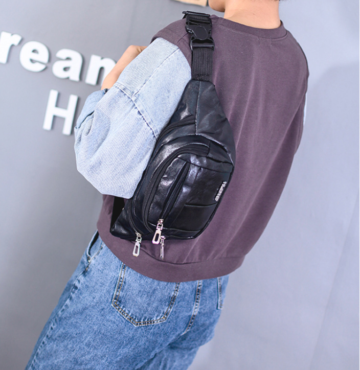 (w114)กระเป๋าคาดเอวจุของได้เยอะ 4ช่องซิป ทรงเท่ bagdance