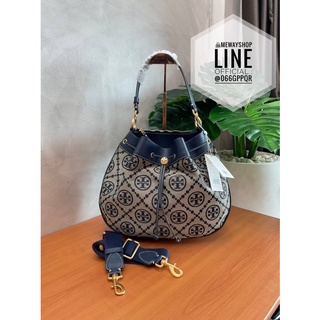 แท้💯%👜 Tory burch t monogram jacquard drawstring hobo  New Collection 2021