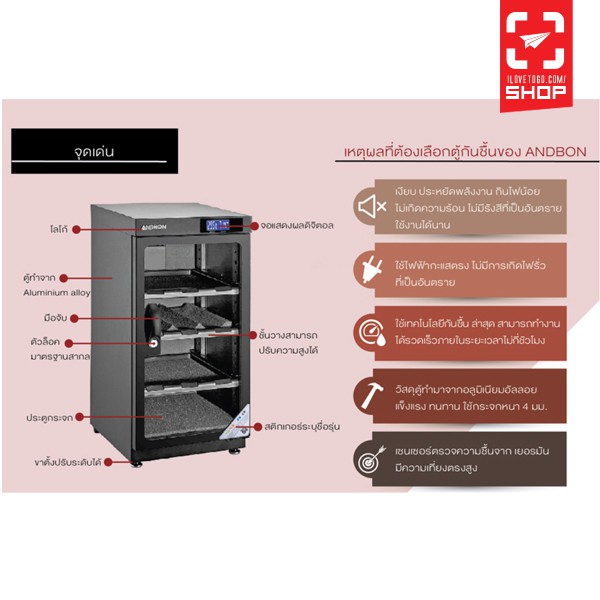 ตู้กันชื้น Andbon AD-100S ขนาด 100 ลิตร