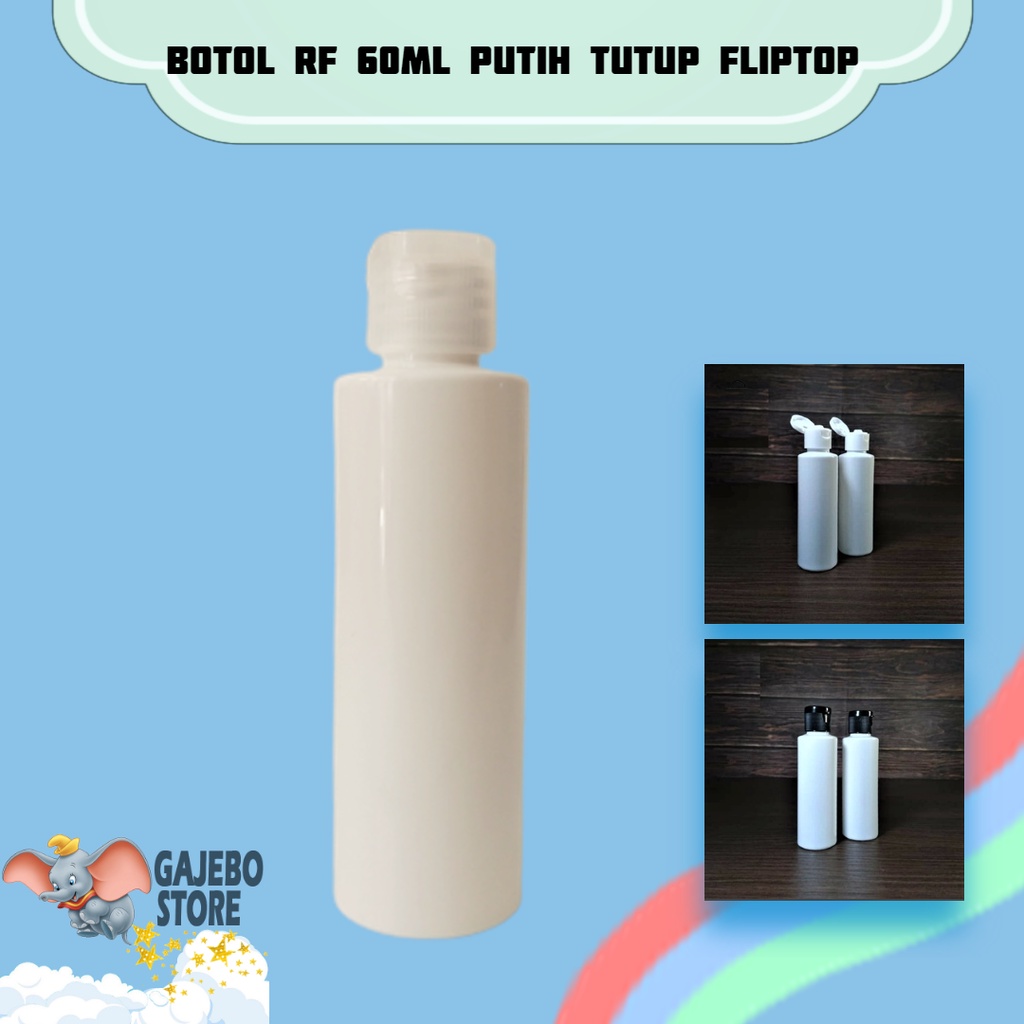 RF 60ML WHITE FLIPTOP BOTTLE N18 / FLIPTOP BOTTLE 60ML RF WHITE REFILLABLE BOTTLE