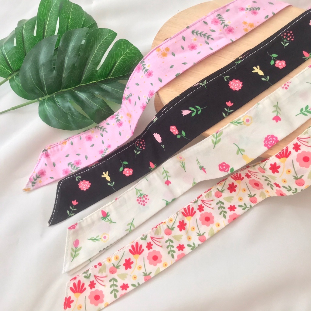 โบว์ผูกผมลายดอกไม้/hair ribbon/ผ้าคาดผม/พร้อมส่ง