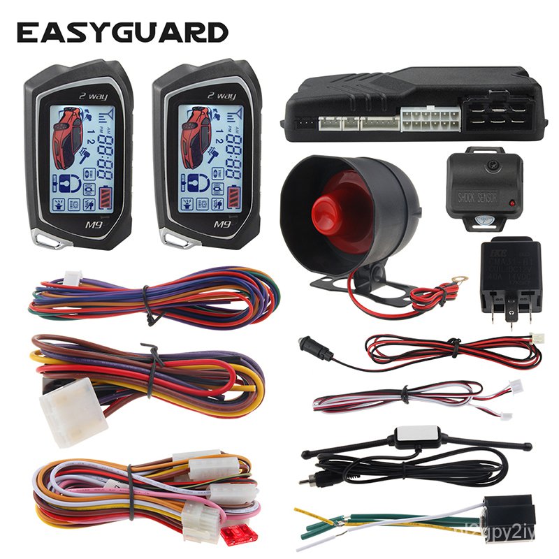 EASYGUARD 2 Way Car Alarm System Big LCD Pager Display Auto Start Stop ...