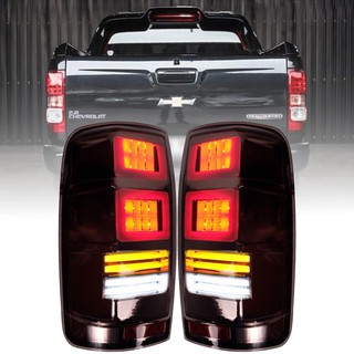 ไฟท้าย LED รุ่น เชฟโรเลต โคโรลาโด้ CHEVROLET COLORADO ปี 2014 -  2020 สีสโม๊ค รวมชุดสายไฟ และหลอดไฟ