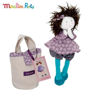 Moulin Roty ตุ๊กตาเด็กผู้หญิง สูง 28cm. เสื้อผ้าถอดได้ พร้อมถุงผ้าพกพา Louison MR-710502