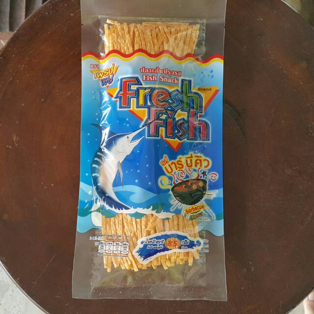 ปลาเส้น ทาโร่ ตรา fresh fish ถุงใหญ่ 85g. รสบาบีคิว