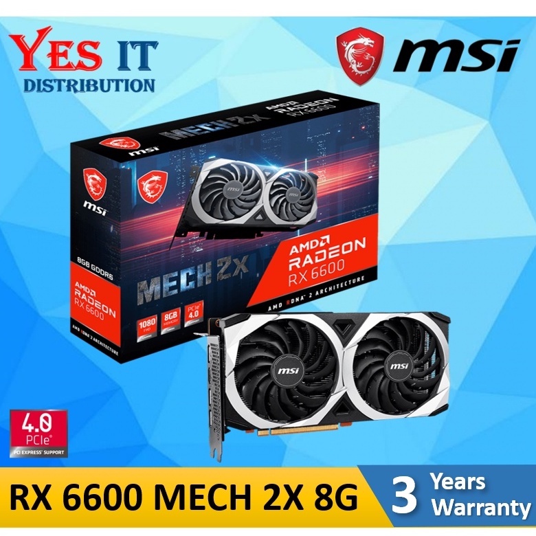 กราฟิกการ์ด MSI RADEON RX 6600 MECH 2X 8G 8GB GDRR6