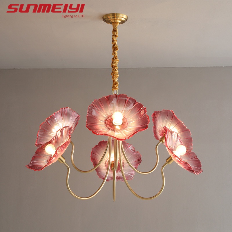 Sunmeiyi โคมไฟระย้า คริสตัล ลายดอกไม้ สไตล์นอร์ดิก โมเดิร์น หรูหรา สีทอง สําหรับร้านอาหาร ห้องเด็ก