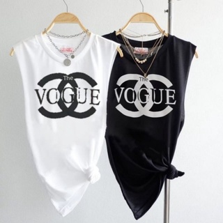 เสื้อแขนกุดแบรนด์Chanel Vogue(พร้อมส่งค่ะ) เสื้อยืด เสื้อครอป เสื้อสายเดี่ยว