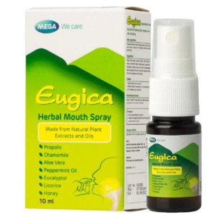 Mega Eugica Herbalbal Mouth Spray 10ml ยูจิก้า เฮอร์บอล เม้าท์ สเปรย์ แก้ไอ แก้เจ็บคอ