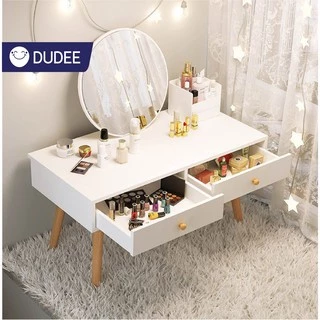 DUDEE โต๊ะเครื่องแป้งสไตล์มินิมอล สามรถถอดกระจกออกเป็นโต๊ะเขียนหนังสือได้