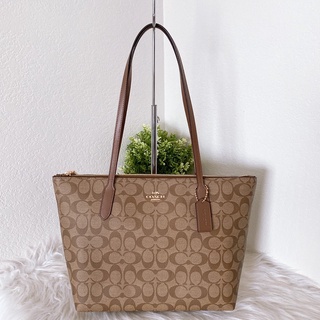 COACH ZIP TOP TOTE IN SIGNATURE CANVAS