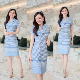 👗เดรสผ้าพิมลาย คอไขว้ เดรสสวยตรงปกไม่จกตา #