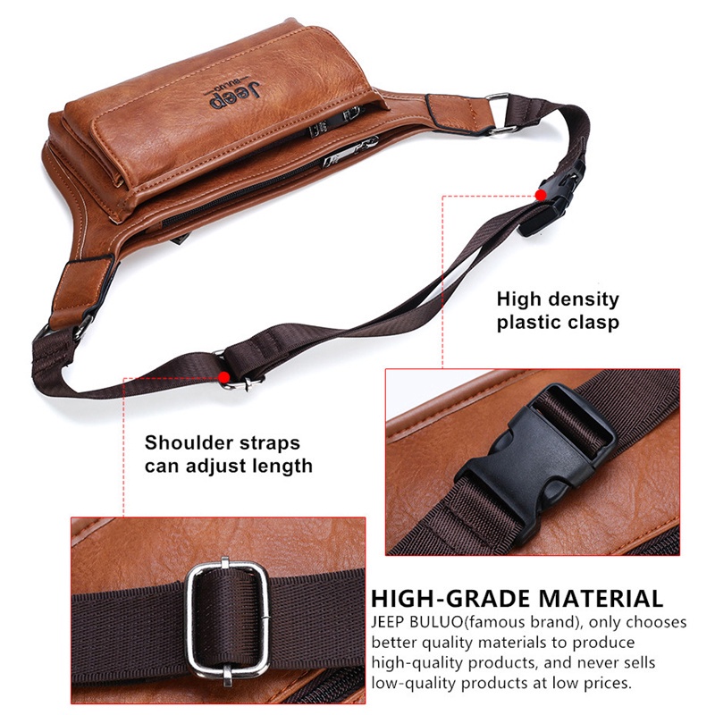 Jeep BULUO กระเป๋าหนังคาดเอว คาดเอว ใส่โทรศัพท์ อเนกประสงค์ สะโพก 901 สําหรับทุกเพศ