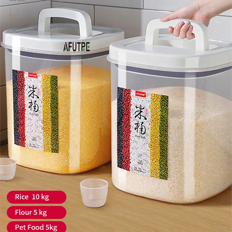 Afutre Rice Container /Airtight Rice Buckets 5KG / 10KG Cereal Box Large Airtight Food Storage