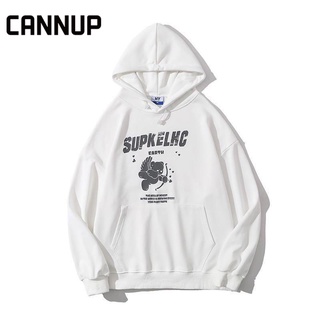 CANNUP เสื้อฮู้ดหญิง สไตล์เกาหลีBaju เสื้อฮู้ดแขนยาวแฟชั่นหมวกผู้หญิงหลวมป่าผู้หญิงเสื้อกันหนาวหมวก 2022ใหม่ 072201