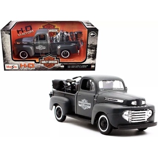 โมเดลรถเหล็กFORD F-1 PICKUP(ปี1948)&amp; มอเตอร์ไซค์WLA FLATHEAD(ปี1942)สเกล1:24เท่ากันรายละเอียดสวยเป็นโมเดลสำหรับตั้งโชว์