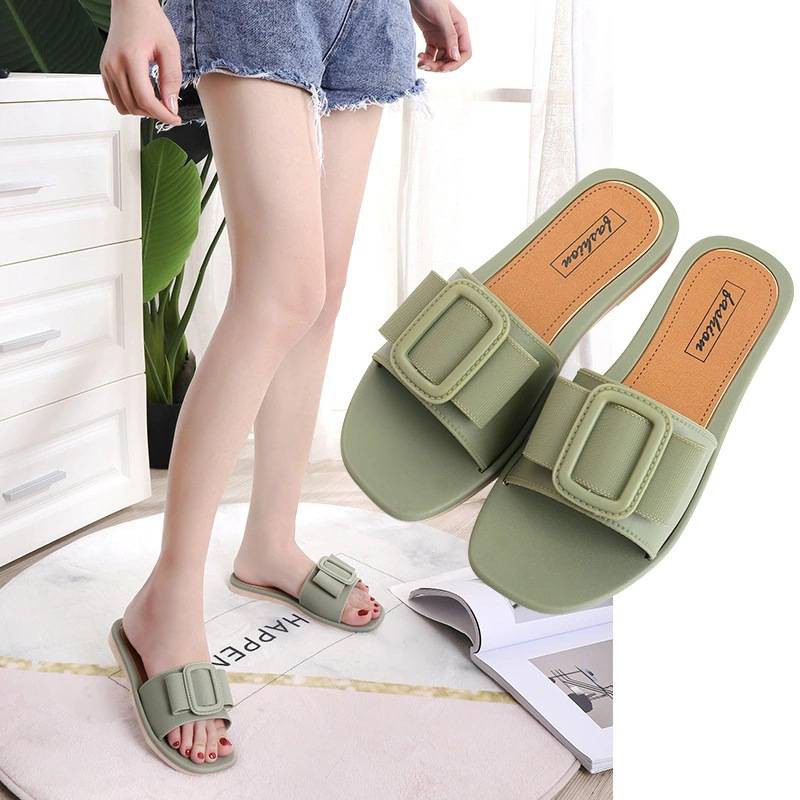 รองเท้าแฟชั่น 1100 （บวกเพิ่ม 1 ไซส์ รองเท้าแตะแบบสวม(เข็มขัด)  งานพอลิเมอร์ มี 4 สี - รูปที่ 6